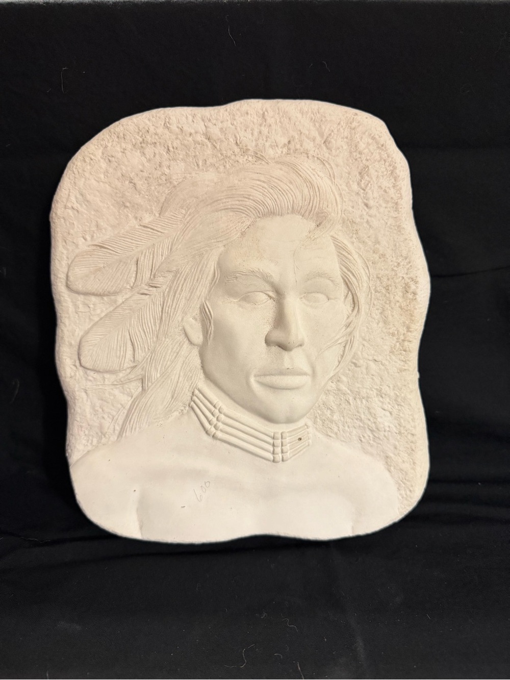 Unpainted ceramic Native-Inspired Wall Relief Sculpture. Ready to paint.